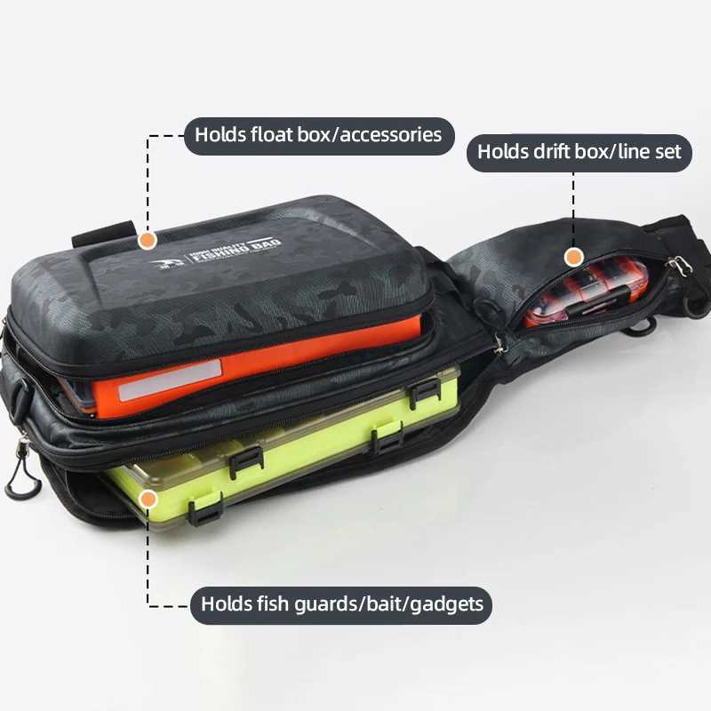 Fishing Chest Bag can be Hung Rod Hanging Fish Tackle Lure Organizer Storage Molle Bags Outdoor Hiking Waist Pack Large Satchel Z250411