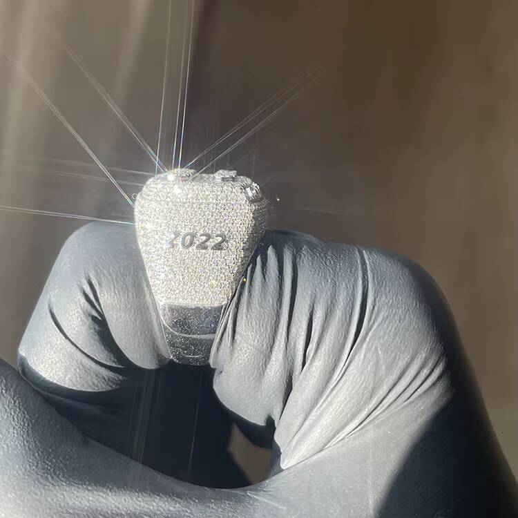 Custom Fashion Jewelry 14K Gold Mens Moissanite Diamond Hiphop Jewelry Champion Ring