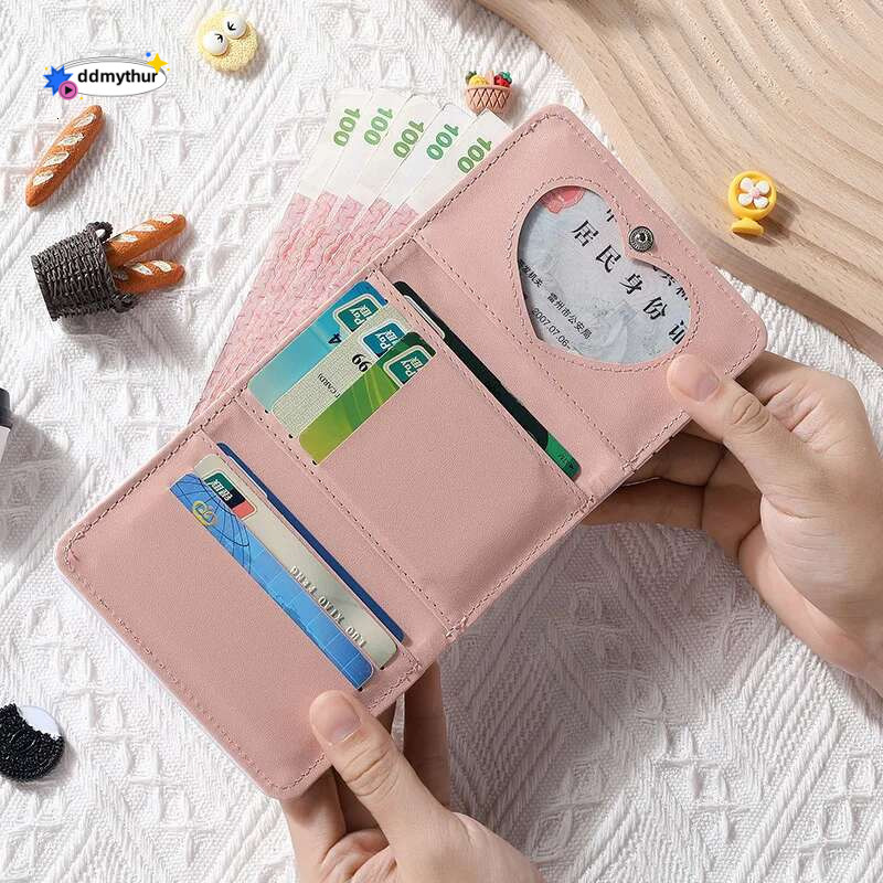 PU Leather Women Wallet Coin Purse Simple 3 Folds Multi-card Slots Card Holder Cute Cat Dog Short Wallets for Girls ddmythur