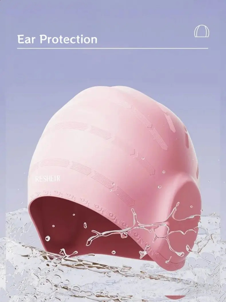 Swimming Cap Silicone Waterproof Ear Protection Men Women Head Professional Long Hair Comfortable Large Adult Swimming Cap 250411