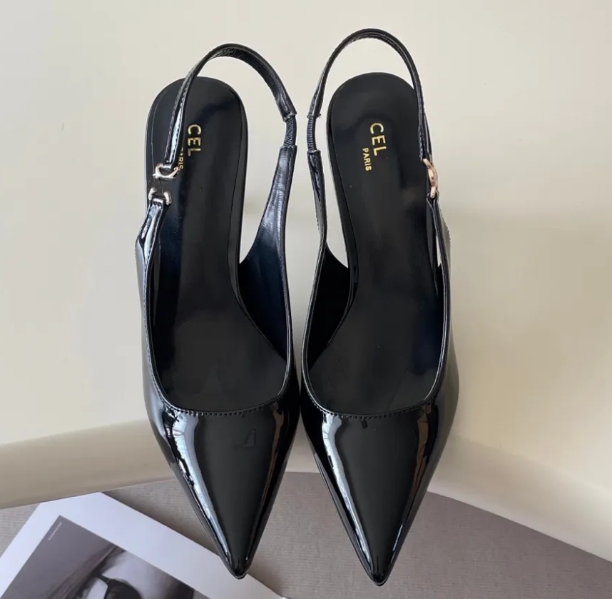 2025 Designer backless high heels women's high heels luxury leather dress shoes Parisian letter sandals small high heels luxury party shoes