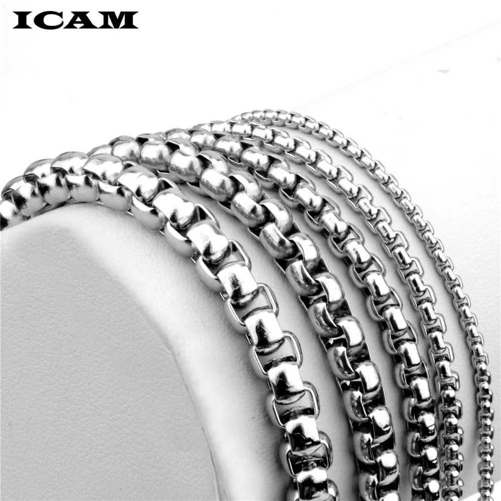 ICAM pulseira masculina Stainless Steel 2/3/4/5mm Box chain bracelets Square Rolo Bracelet bangle MEN jewelry gift Good qualityC250411