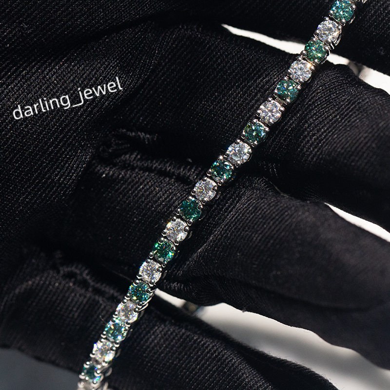 Luxury Jewelry Bracelet 925 Silver 3mm Two-color Moissanite Iced Out Tennis Bracelet