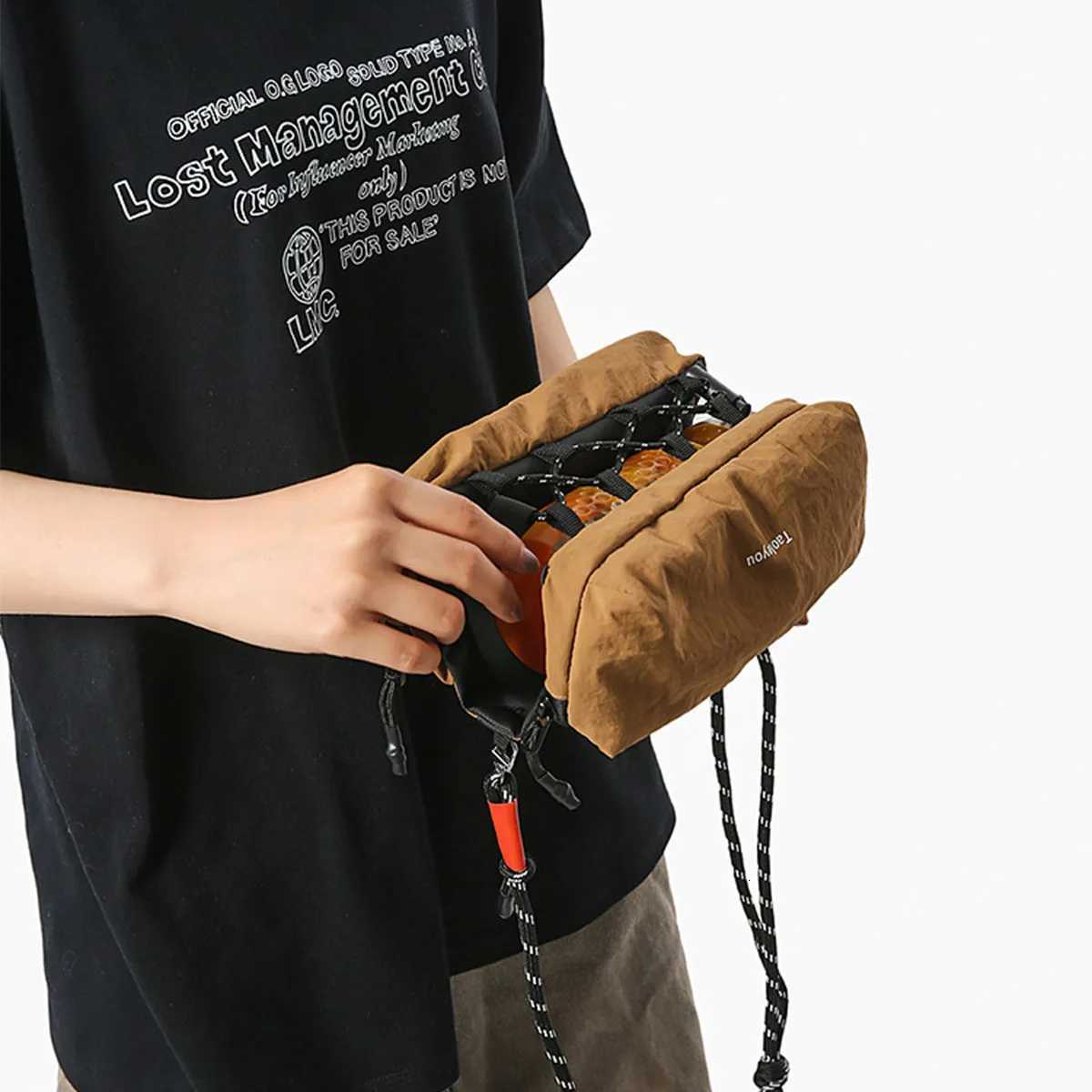 Nylon casual bags outdoor hiking bags drawstring street mens crossbody bags single-shoulder bagsT2511112