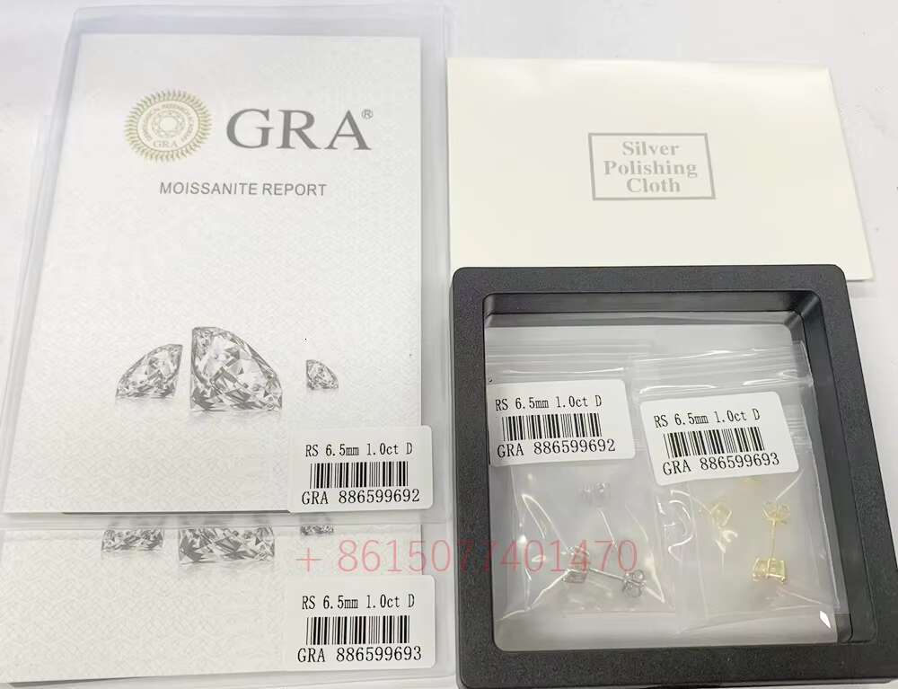 RTS 18K Gold Plated Earring GRA Certified Iced Out Round Brilliant Cut Lab Moissanite Diamond Fine Jewelry Earring for Men Women