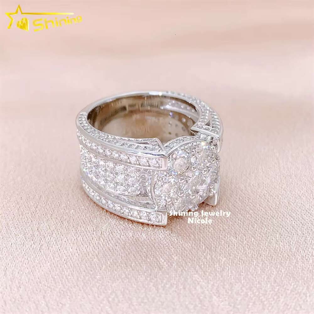 Wholesale Price Top Quality Silver Iced Out VVS Diamond Hip Hop Moissanite Rings for Men