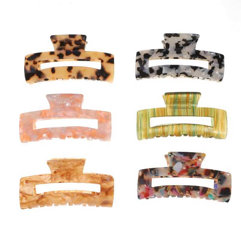 8cm clip geometric claw square acetate hair clip female leopard grain hair clip Y2504012