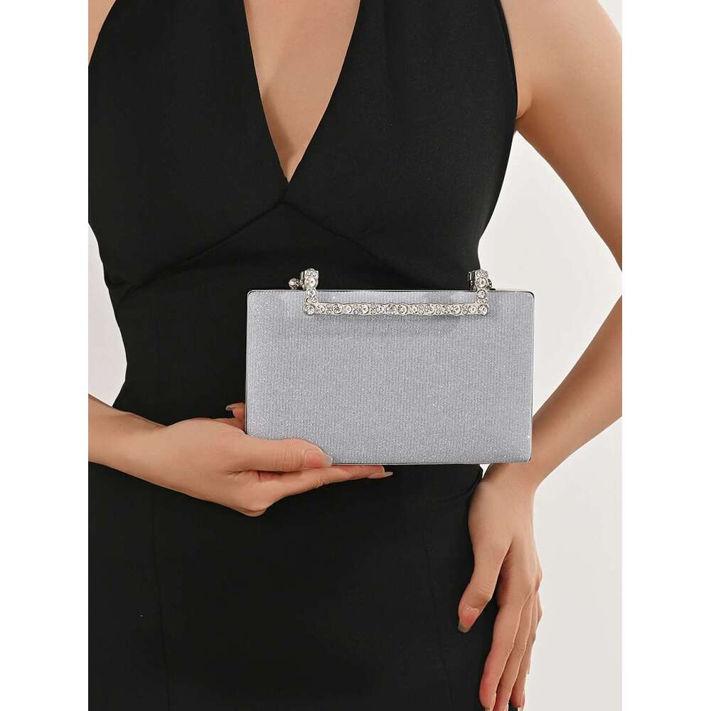 1 PC Sparkg Crystal Clasp Clutch Purses Bride and Bridesmaid Handbag Elegant Detachable Chain Evening Bag for Women Club Par