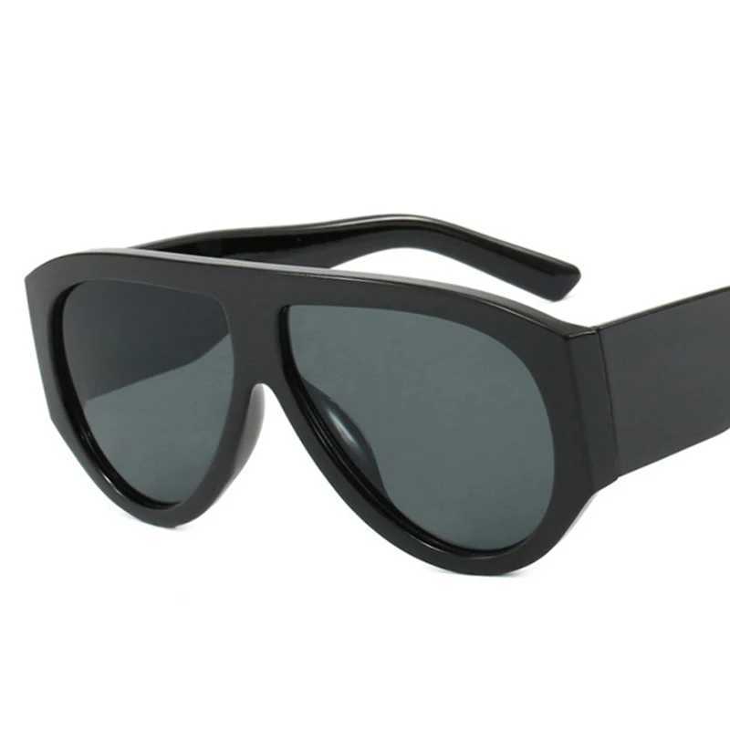 Oversized Pilot Sunglasses Women Fashion 2023 Luxury Big Frame One Piece Gradient Sunglasses Retro Classic Thick ShadesC250411