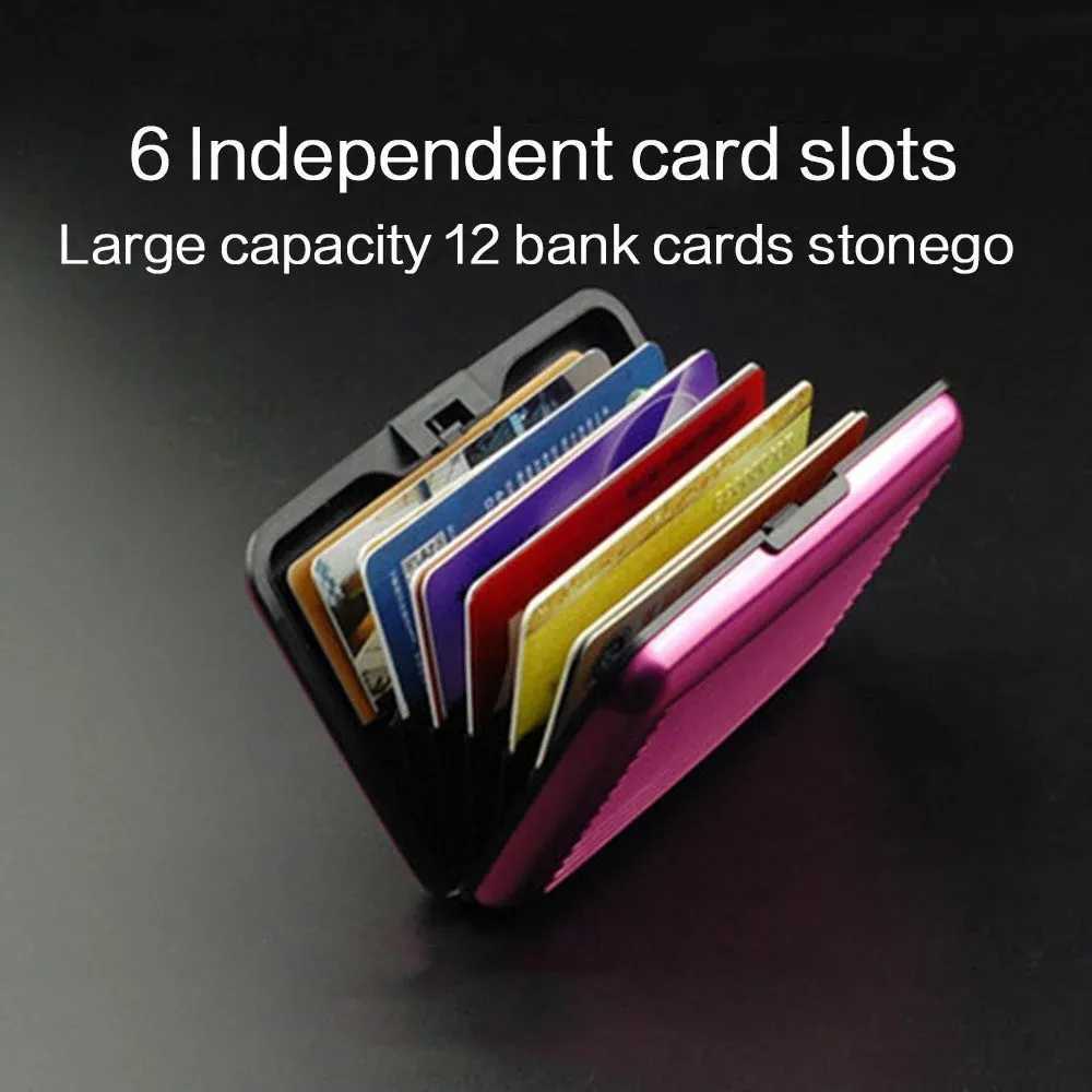 Mens aluminum bank card clip hard shell wallet solid card anti RFID scanning protection card clip Z250411