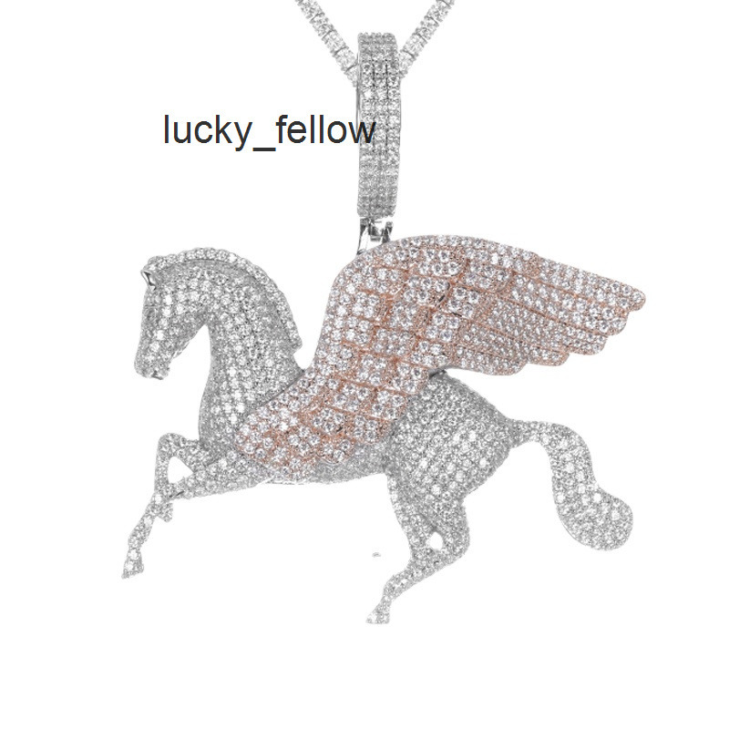 Custom Cartoon Diamond Pendant Fine Jewelry Custom High Quality Flying Sweat Blood Horse Charms