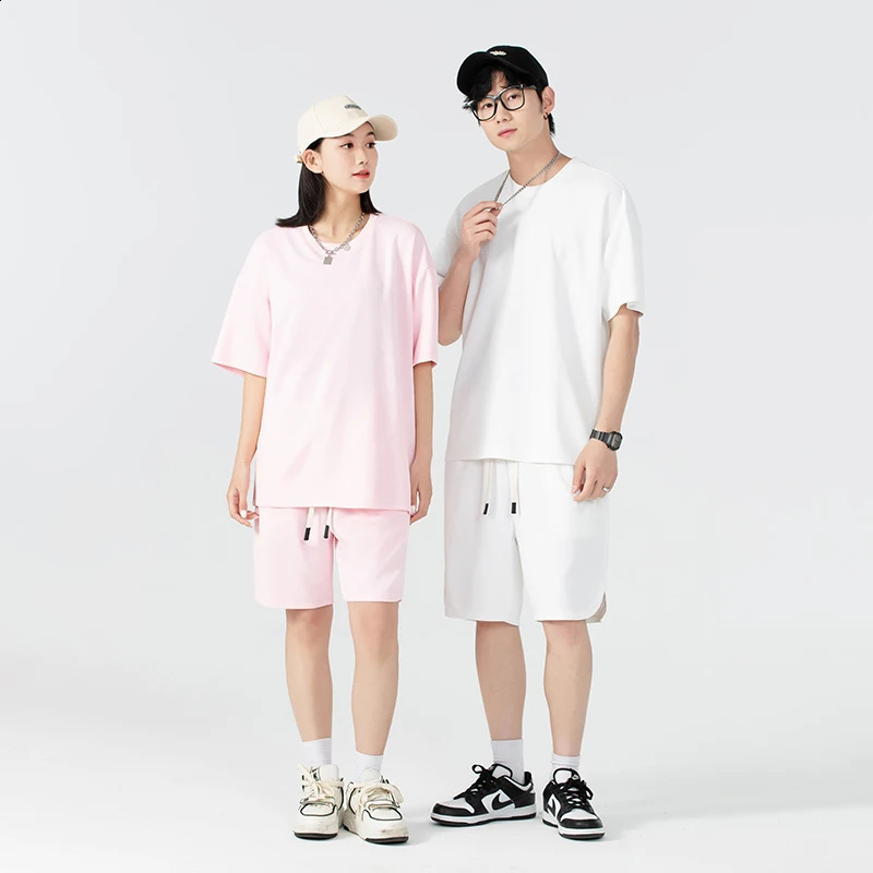 Summer Slim Couple Short Sleeved T-shirt With 5/4 Shorts Set Comfortable Breathable Outdoor Sports and Fitness Womens Set 250411