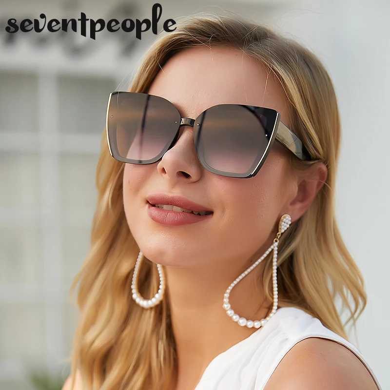 Oversized Cat Eye Sunglasses Women Big Frame 2025 Luxury Brand Fashion Square Sun Glasses for Ladies Retro Trendy Cateye EyewearC250411