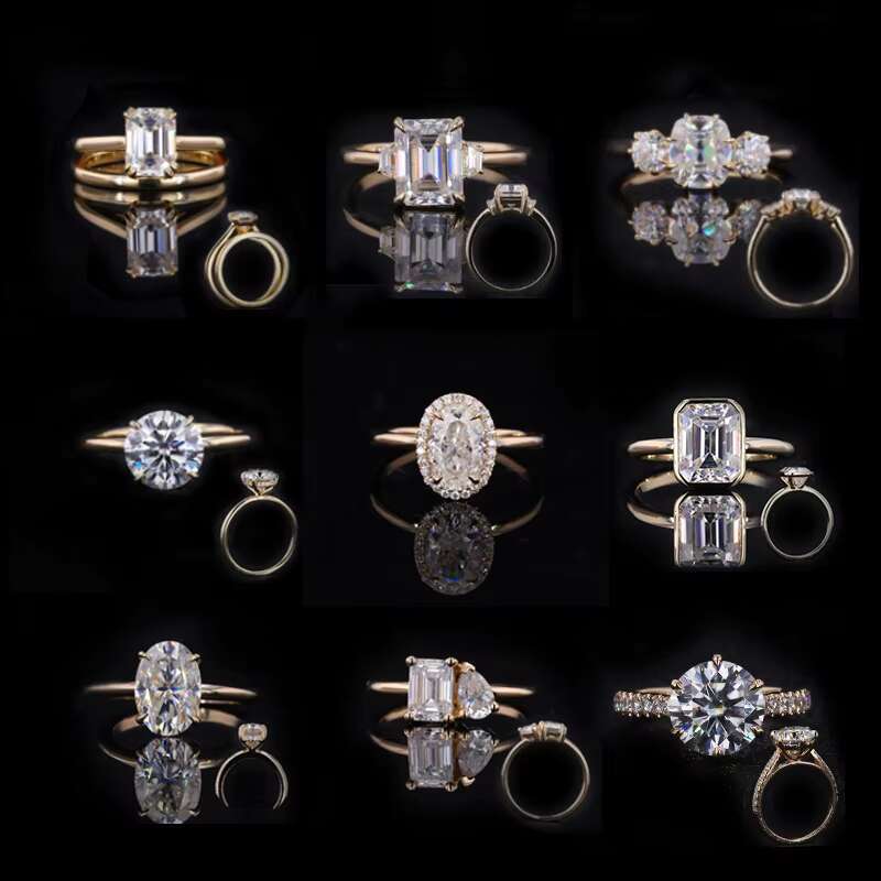 Starsgem 14k Yellow Gold Solid Gold Oec Old European Cut Moissanite Engagement Ring