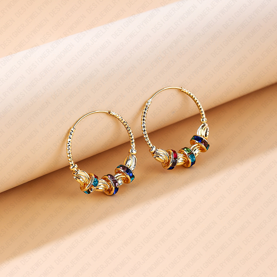 Designer Earrings Designer Earrings for Women Vintage Gold Ball Hoop Earrings Colorful Zircon Ear Hoops Luxury Jewlery Designer for Women Elegant Stat