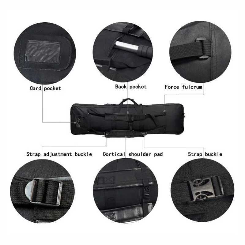 Outdoor portable Fishing Gear Bag Tactical Air Gun Bag Nylon Air Rifle Case Rifle Backpack Double Waterproof Universal Backpack Z250411