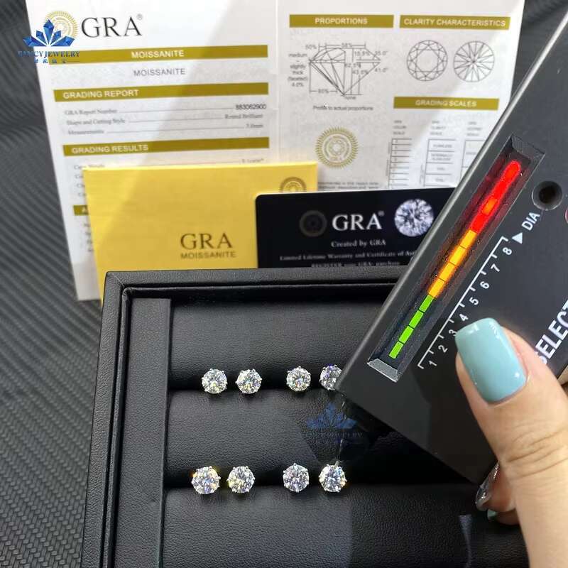 Wholesale 1CT VVS Moissanite Diamond Earring 925 Sterling Silver 18K Gold Plated Women Fine Jewelry Moissanite Stud Earring