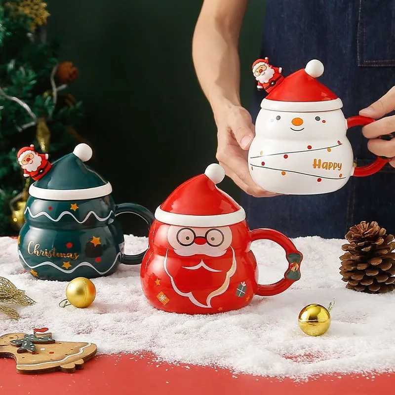 Christmas 2025 Hot Christmas Ceramic Mug Large Capacity Nordic Style Snowman Santa Tree Creative Gift for Holiday Season Gift Box Set LIJI Y251112