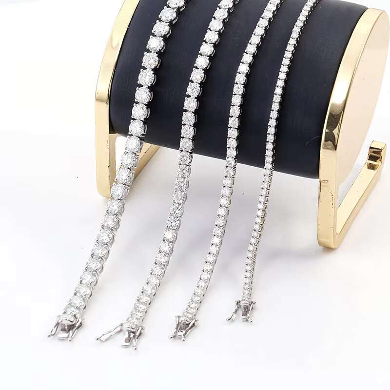 Wholesale Price Hip Hop Fine Jewelry Necklace 3MM 4MM 5MM 925 Sterling Silver D-VVS Diamond Moissanite Tennis Chain Necklace