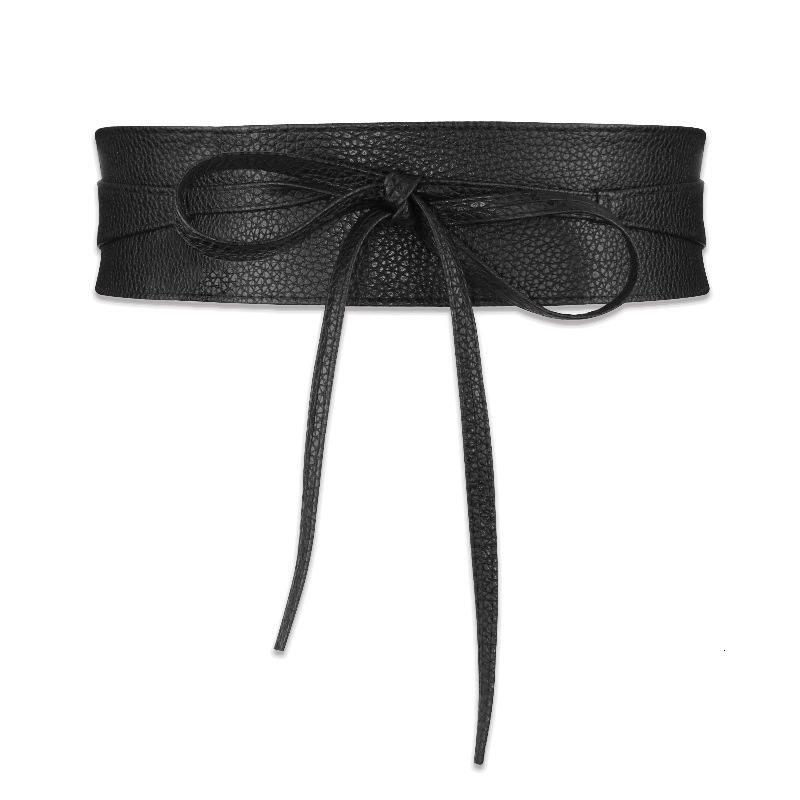 New PU imitation leather for women, versatile wide waist seal, bow tie strap, clothing accessories belt