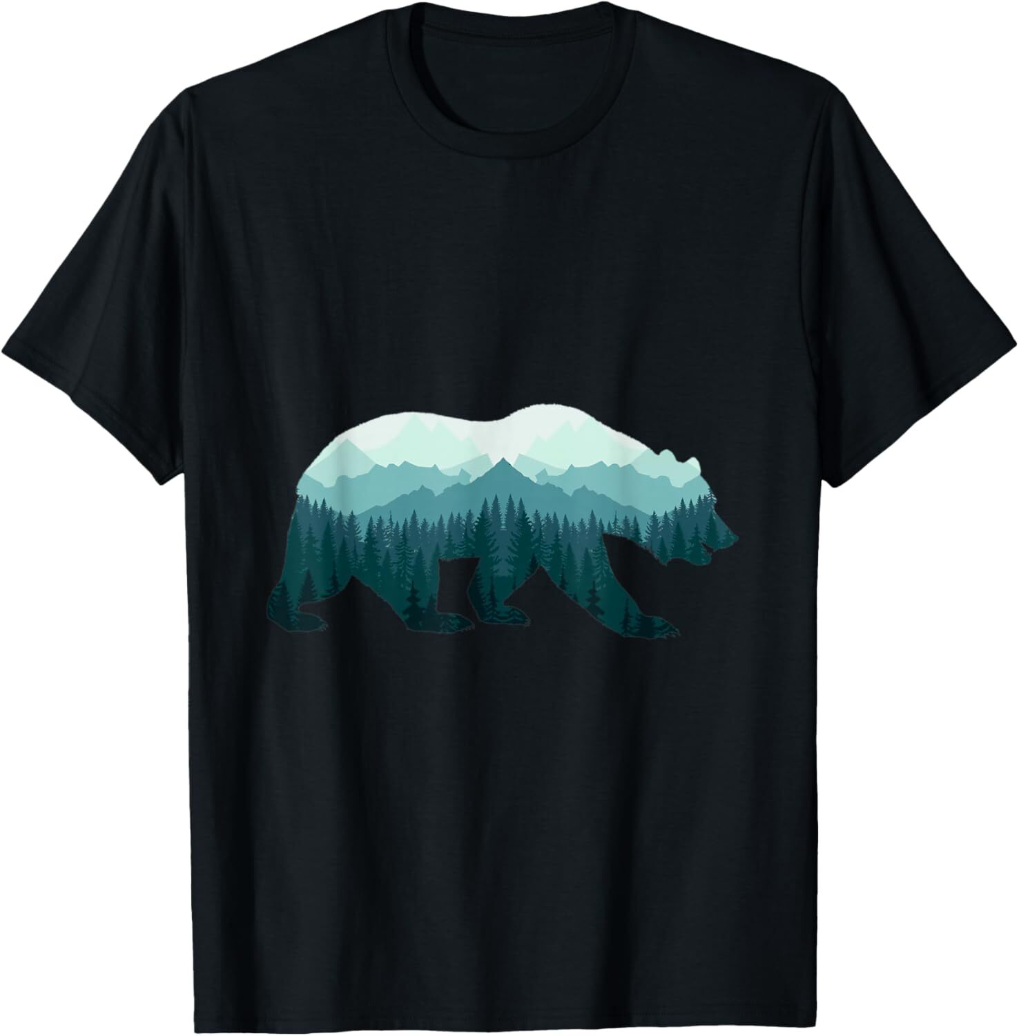 T shirt for Mens Bear Double Exposure Surreal Wildlife Animal Gift Graphic Tee Casual Tops Clothes Short sleeve Fashion Trends
