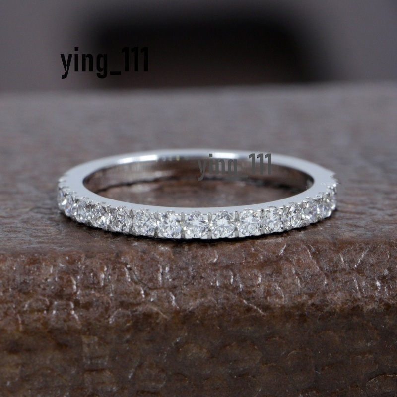 Jewelry 18K White Gold Half Prong Set 1.7MM Lab Diamond Eternity Women Wedding Ring Match Gold Ring Certificat Stackable Ring