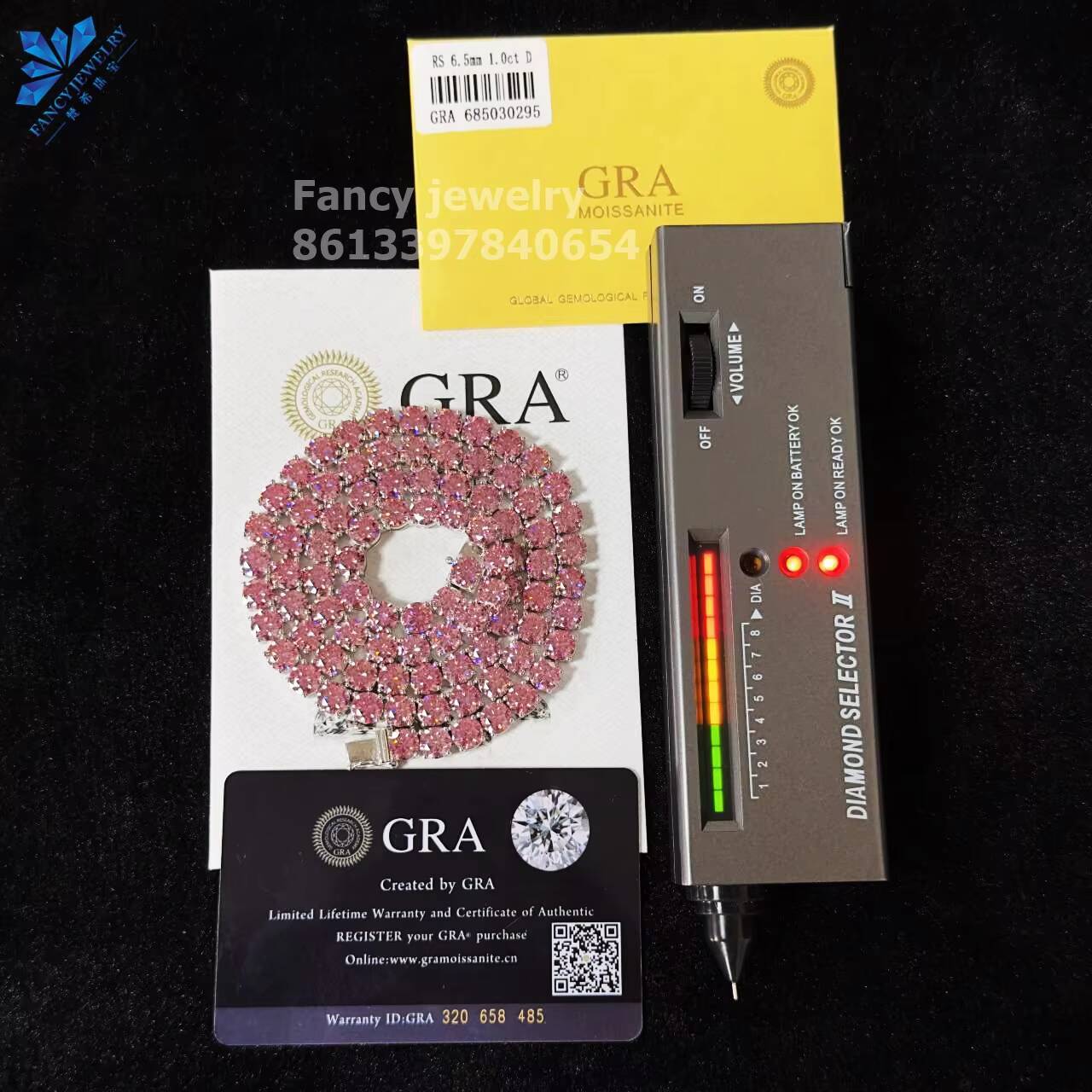 Customized 925 Sterling Silver Tennis Bracelet and Necklace with Pink Moissanite for Women Anniversary Gift