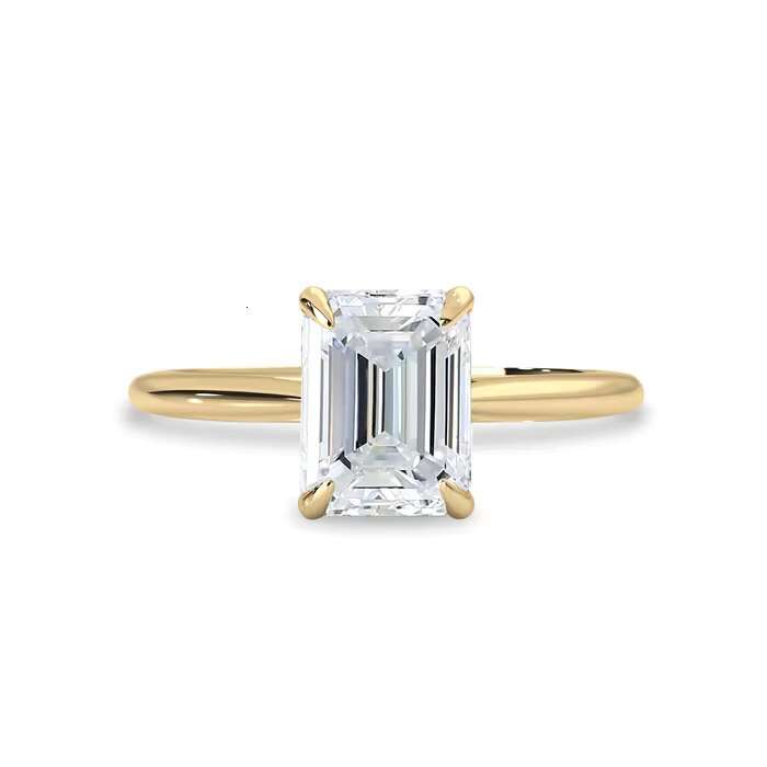 14K Gold Plated 925 Sterling Silver Radiant Emerald Cut 3ct Moissanite Wedding Ring for Women