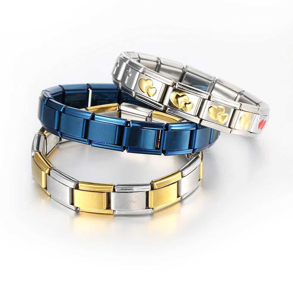 2025 Trendy 9mm Width Italian Charm Link Elastic Bracelet Fashion Stainless Steel Bangle Chain on Hand Factory DIY MakingC250411