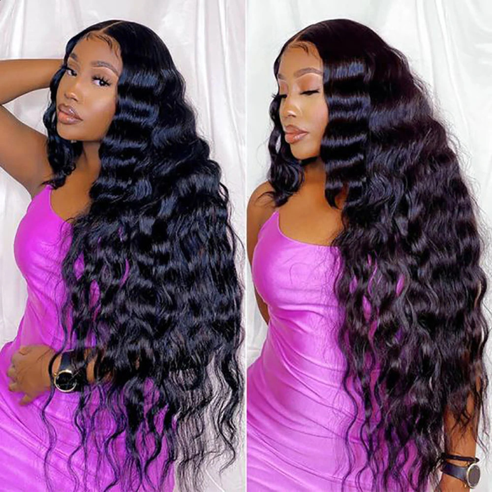 40 Inch Loose Deep Wave 13x4 13x6 HD Transparent Human Hair Wig 250 Density Brazilian Water Curly Nature Wave Lace Frontal Wigs 250409