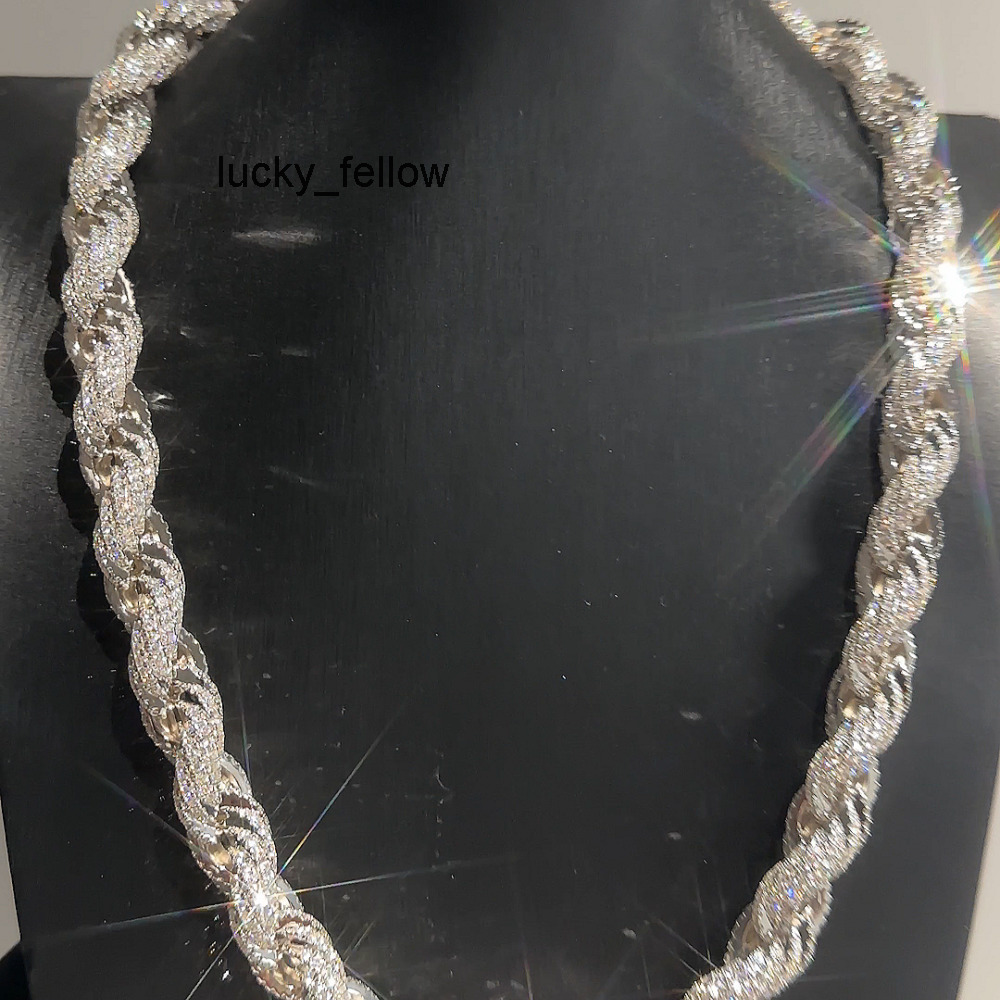 925 Silver 13mm Chain Hip Hop Jewelry Vvs Moissanite Diamond Necklace Custom Size