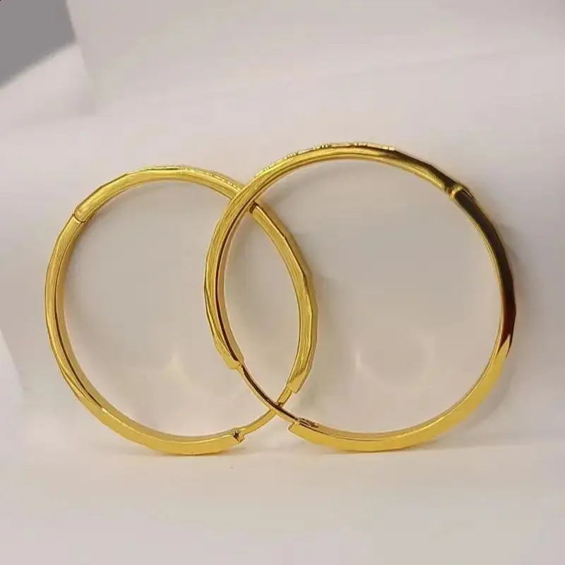 925 sterling silver plated 18K gold ring earrings for women and girls wedding engagement party gifts smooth ear buckles 250409