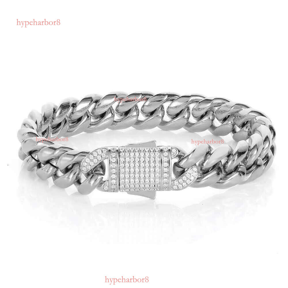 jewelry gold designer hip hop stainless steel men's bracelet moissanite spring clasp discoloration no allergies
