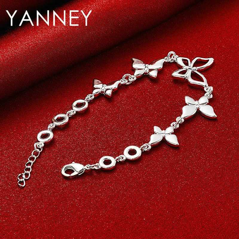 Womens 925 Sterling Silver 8 Inches Exquisite Butterfly Bracelet For Wife Fashion Charm Gifts Wedding Party JewelryC250411