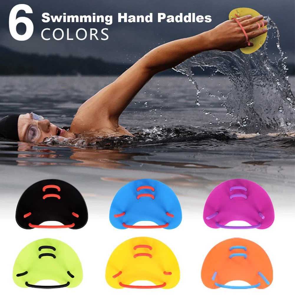 Swimming Paddle Adjustable Adult Swimming Pool Sports Professional Training Finger Hand Mesh Glove Paddle EquipmentY250412