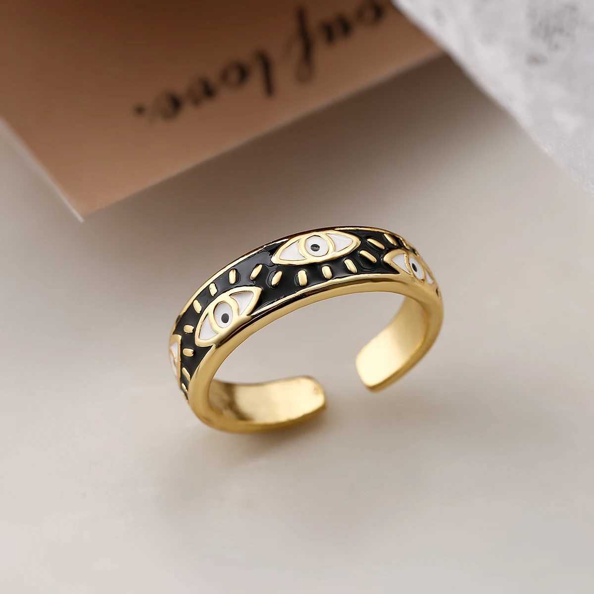 New 5 styles of blue Evil Eye open ring suitable for girls retro finger band CZ Stone modern La adjustable party jewelryXJ250412