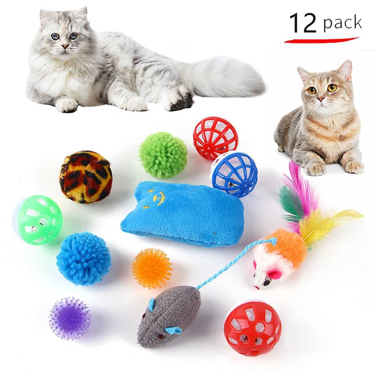12/20 pieces of pet cat toys various cat toy combination sets interesting cat toys cat sticks sisal mice Bell ball cat supplies Y250412