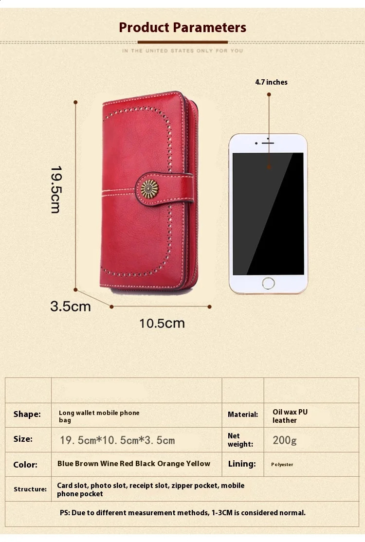 Fashionable hollow coin wallet suitable for womens oily leather phone bags long zipper handbags coin bags and three fold womens wallets 250411