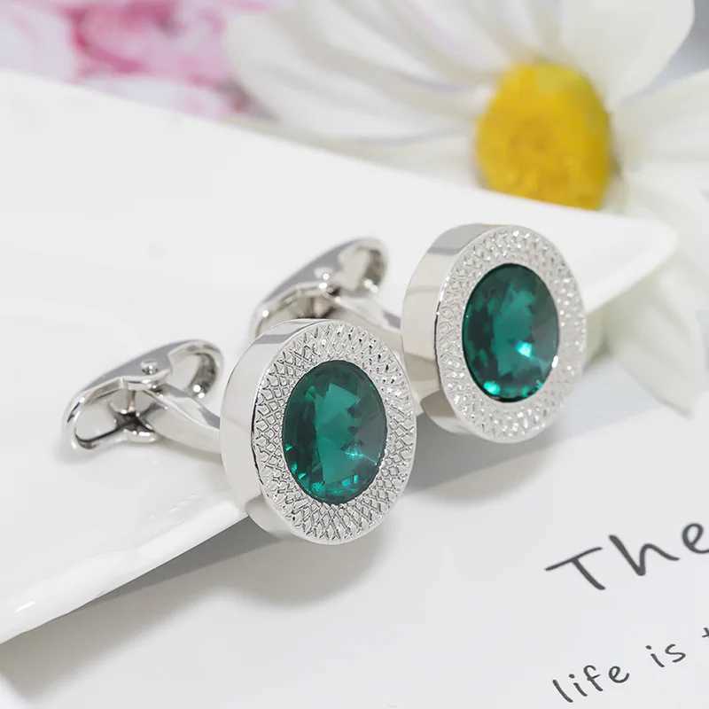 1 pair of exquisite jewelry mens cufflinks enamel crystal round wedding party cufflinks French shirt cufflinks boyfriend giftT250412