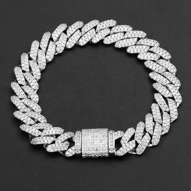 Pass Diamond test 8-14mm Wide GRA Moissanite Diamond 18k Gold 925 Sterling Silver Cuban Link Chain for Men Hip Hop Necklace