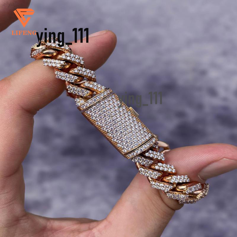 12mm Ice Out Vvs Moissanite Cuban Link Bracelet 925 Sterling Silver Chain Hip Hop Necklace for Men and Women
