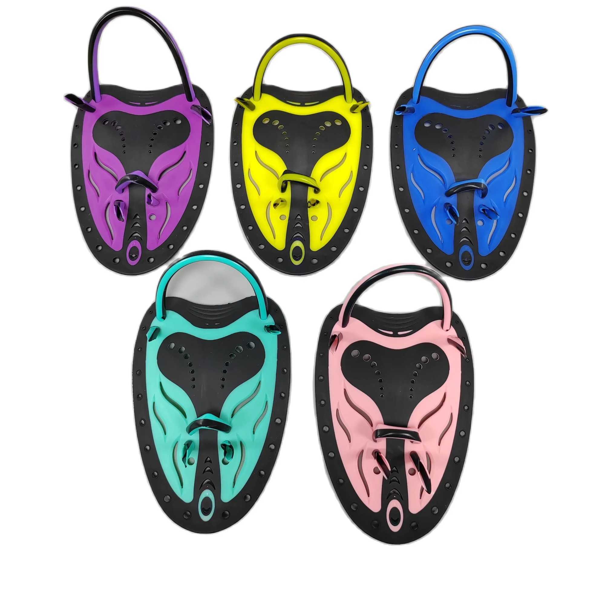QYQ Adult Adjustable Silicone Hand woven Strap Diving Gloves Finger Collar Learning and Training Equipment Professional Swimming Paddles Frog FingersY