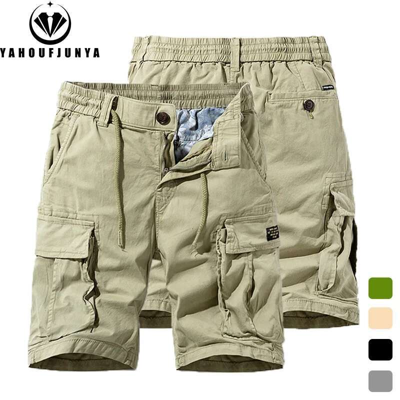 2025 Summer Outdoor Leisure Cotton Toog Shorts Men Drawstring Buttons Solid Straight Soft Fashion Short Pants Male Tops