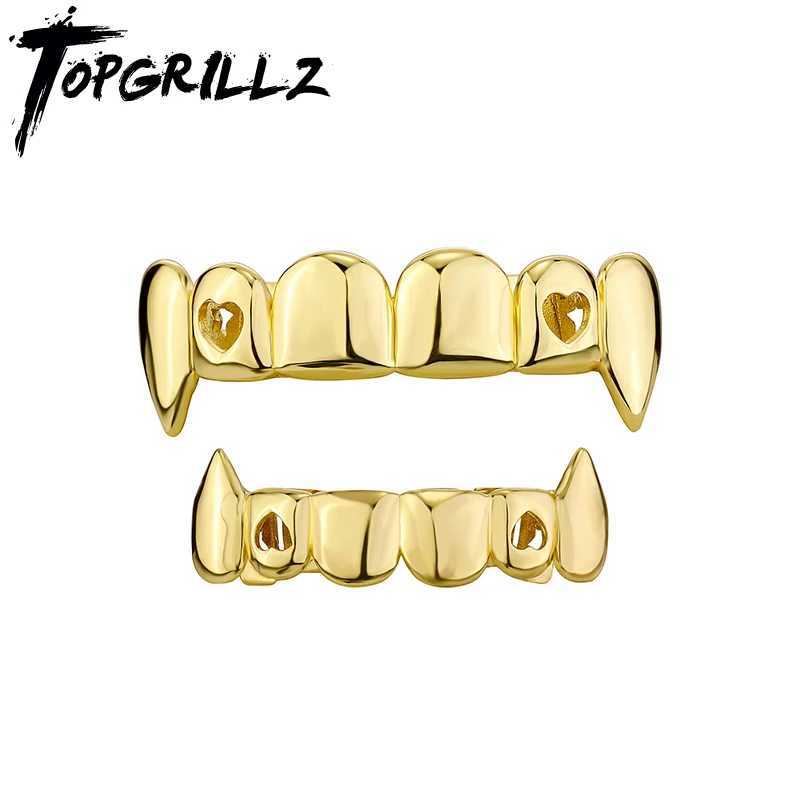 TOPGRILLZ Gold Plated HIP HOP Teeth Grill Set with 6 Top and 6 Bottom Grills Comes with Truly Shining Silicone Vampire Teeth Set W250412