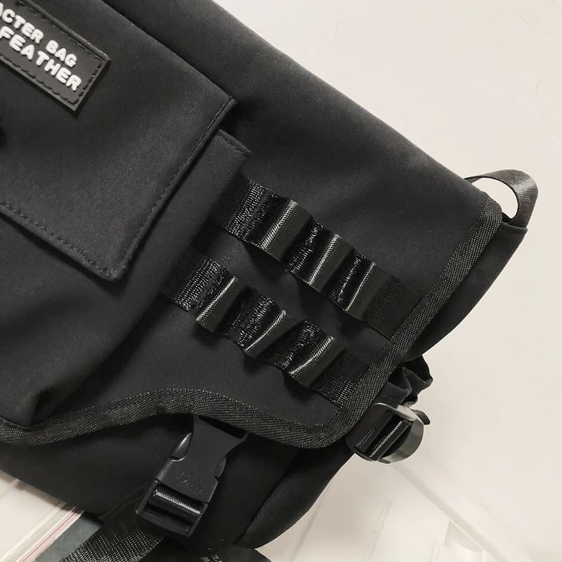 Neutral nylon fabric messenger bag with multiple pockets large capacity shoulder shopping bag student backpack womens handbag 250411