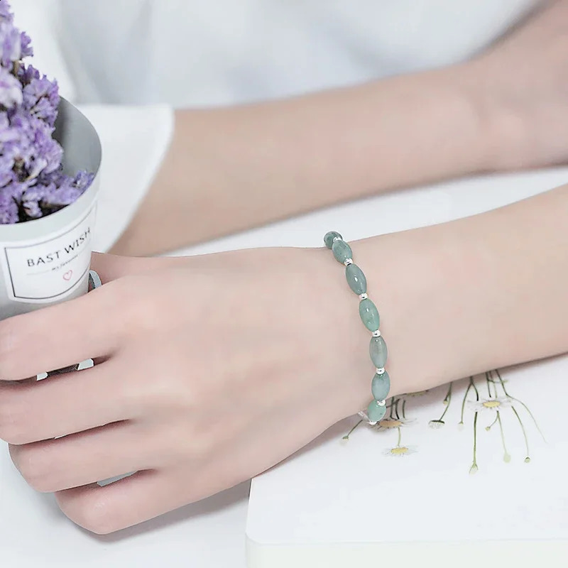 Ruifan Oval Natural Stone Green Jade Pure 925 Silver Bracelet Women S925 Exquisite Jewelry Accessories YBR098 250409