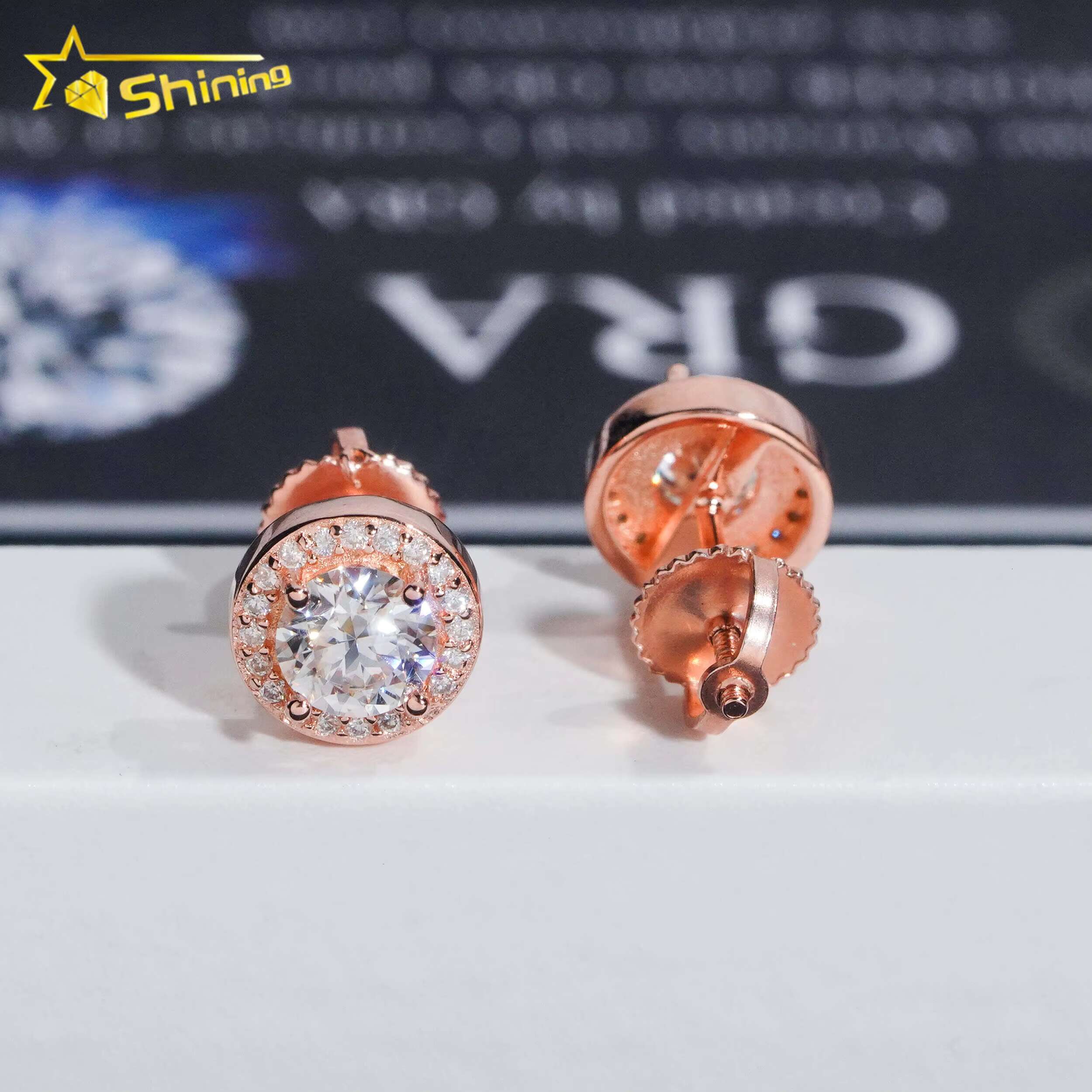 Fine Jewelry 925 Sterling Silver Iced Out Hip Hop Jewelry Diamond Stud VVS Moissanite Earrings