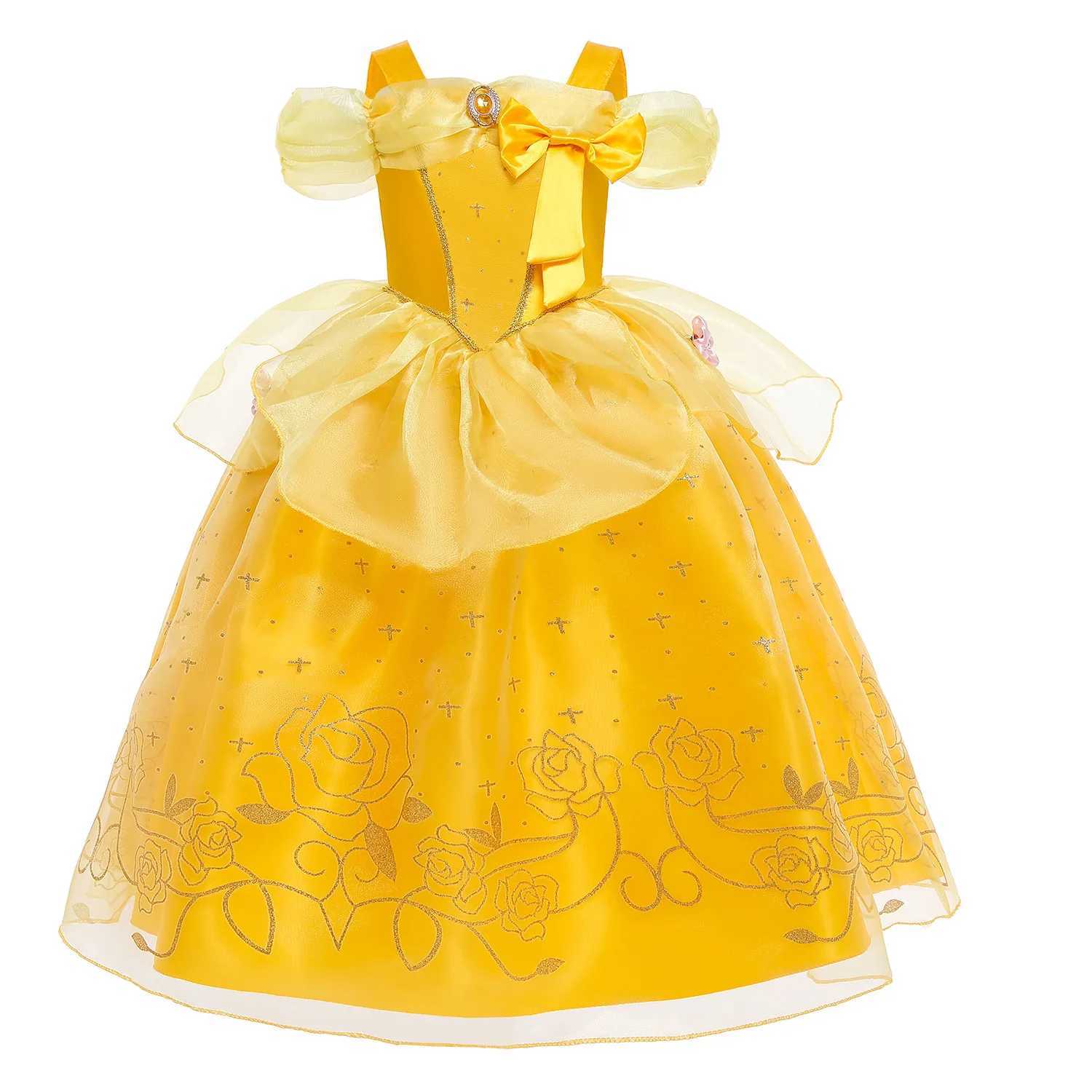 Disney Fancy Girls Belle Halloween costume carnival role-playing Christmas beauties and beasts party princess dress lace birthday childrens clothingXJ