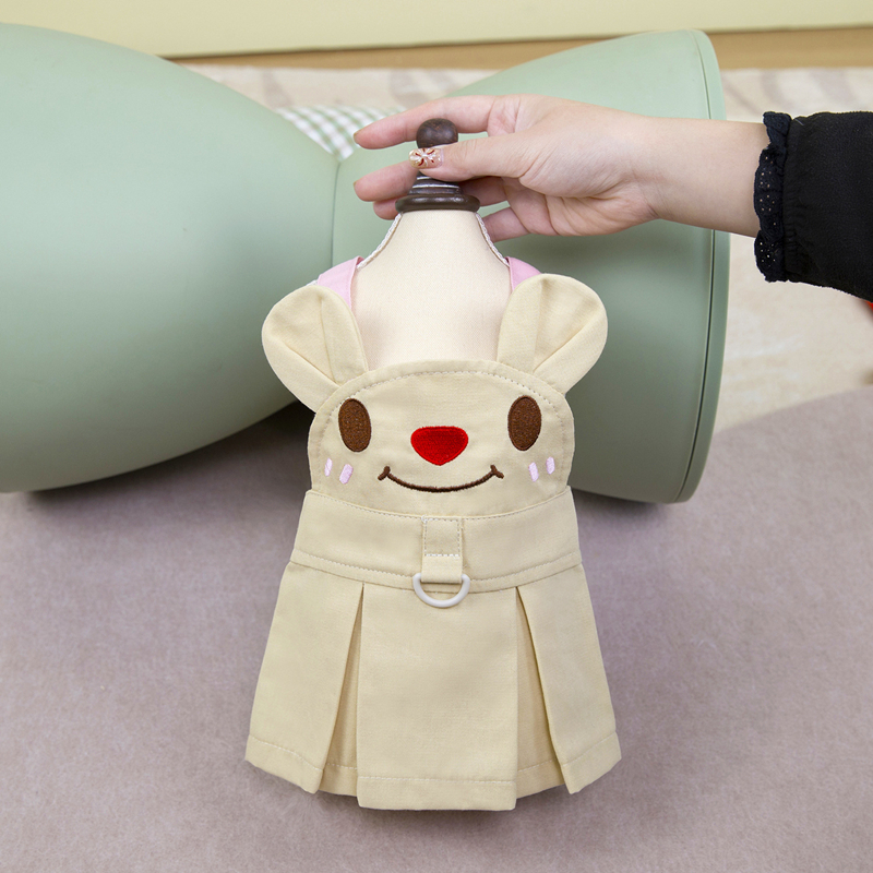 Dog Cat Dress Embroidered Little Bear Cute Dog Dresses Puppy Denim Skirt Chihuahua Teddy Pomeranian Dress Birthday Holiday Clothes for Small Medium Do