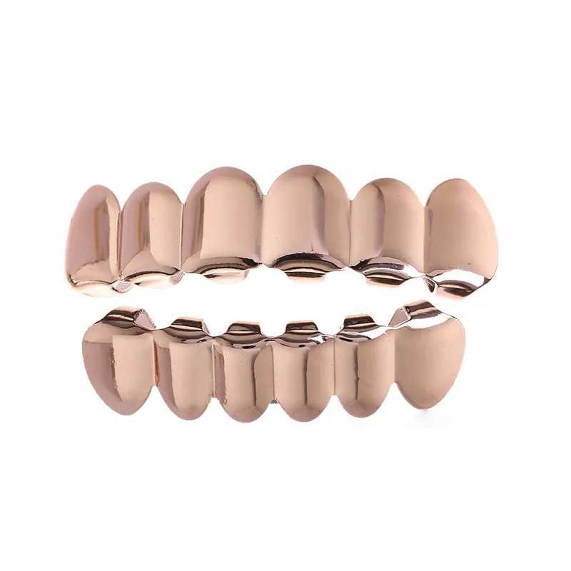 Hip hop 6/6 teeth grill Hip hop 14K gold-plated dental hat decoration bracket Punk role-playing party bracket Fashion womens clothing jewelry W250412
